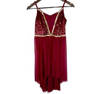 Sequin contemporary dance, dress maroon women S